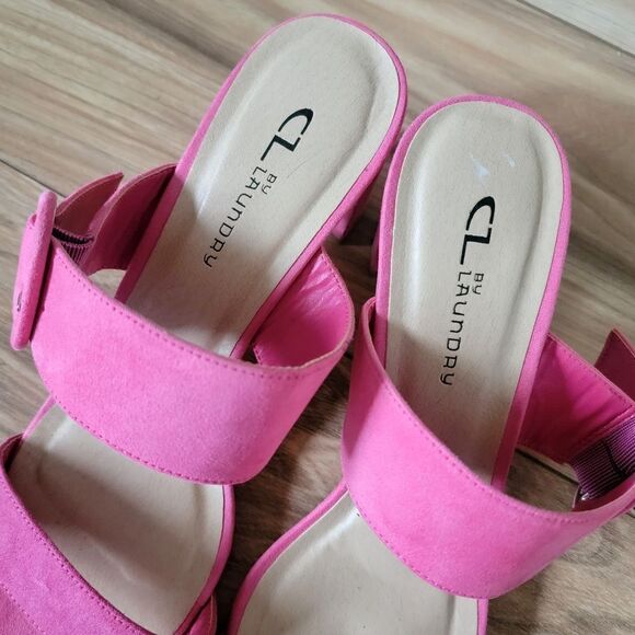 Chinese Laundry Rave Buckle Block Heel Suede Sandal in Bubblegum Pink - Picture 5 of 11